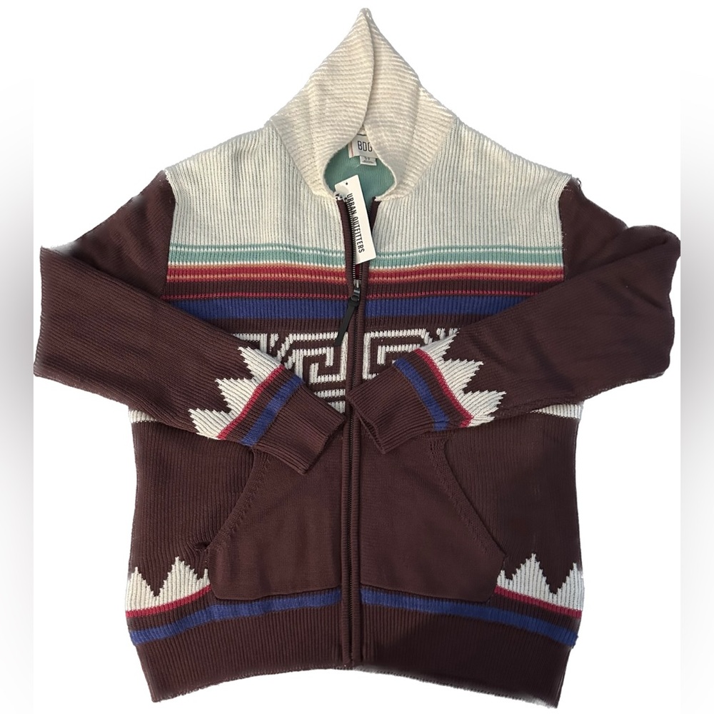 URBAN OUTFITTERS BDG CHOC SIZE SMALL ZIP UP SWEATER